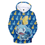 Hot Cartoon Pokemon Go Blue Jumper Casual Sports Hoodies for Kids Youth Adult