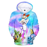 Hot Cartoon Pokemon Go Light Blue Jumper Casual Sports Hoodies for Kids Youth Adult
