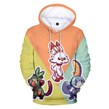 Hot Cartoon Pokemon Go Orange Green Jumper Casual Sports Hoodies for Kids Youth Adult