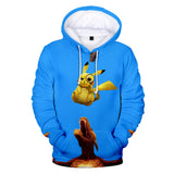 Hot Cartoon Pokemon Light Blue Jumper Casual Sports Hoodies for Kids Youth Adult