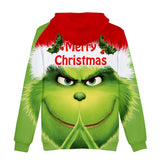 Christmas Cartoon The Grinch Cosplay Hoodie Sweatshirts Tracksuit Jumper Kids Adult