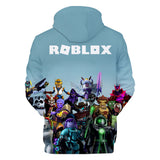 Hot Game Roblox Cosplay Light Blue Jumper Casual Sports Hoodie Long Sleeve for Kids Youth Adult