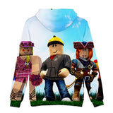 Hot Game Roblox Cosplay Blue White Jumper Casual Sports Hoodie Long Sleeve for Kids Youth Adult