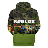 Hot Game Roblox Green Jumper Casual Sports Hoodie Long Sleeve for Kids Youth Adult