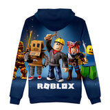 Hot Game Roblox Dark Blue Jumper Casual Sports Hoodie Long Sleeve for Kids Youth Adult