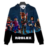 Hot Game Roblox Black Blue Jumper Casual Sports Hoodie Long Sleeve for Kids Youth Adult