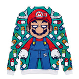 Hot Game Super Mario Color Jumper Casual Sports Hoodie Long Sleeve for Kids Youth Adult