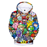 Hot Game Super Mario Color Jumper Casual Sports Hoodie Long Sleeve for Kids Youth Adult