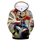 Hot Game Super Mario Gray Jumper Casual Sports Hoodie Long Sleeve for Kids Youth Adult