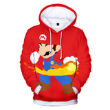 Hot Game Super Mario Red Jumper Casual Sports Hoodie Long Sleeve for Kids Youth Adult