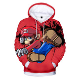 Hot Game Super Mario Red Jumper Casual Sports Hoodie Long Sleeve for Kids Youth Adult