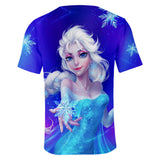 Hot Movie Frozen Ice Queen Elsa Princess Casual Sports T-Shirts for Adult Kids