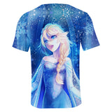 Hot Movie Frozen Ice Queen Elsa Princess Casual Sports T-Shirts for Adult Kids