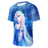 Hot Movie Frozen Ice Queen Elsa Princess Casual Sports T-Shirts for Adult Kids