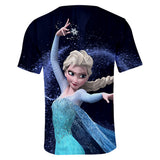 Hot Movie Frozen Ice Queen Elsa Princess Casual Sports T-Shirts for Adult Kids