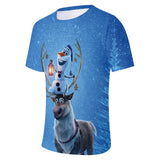 Hot Cartoon Movie Frozen Ice Queen Olaf Casual Sports T-Shirts for Adult Kids