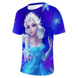 Hot Movie Frozen Ice Queen Elsa Princess Casual Sports T-Shirts for Adult Kids
