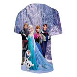 Hot Movie Frozen Ice Queen Elsa Anna Princess Kristoff Hans Casual Sports T-Shirts for Adult Kids