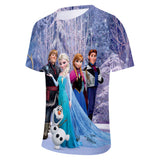 Hot Movie Frozen Ice Queen Elsa Anna Princess Kristoff Hans Casual Sports T-Shirts for Adult Kids