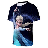 Hot Movie Frozen Ice Queen Elsa Princess Casual Sports T-Shirts for Adult Kids