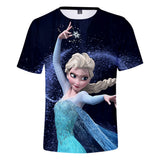 Hot Movie Frozen Ice Queen Elsa Princess Casual Sports T-Shirts for Adult Kids