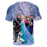 Hot Movie Frozen Ice Queen Elsa Anna Princess Kristoff Hans Casual Sports T-Shirts for Adult Kids