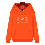 Funny Humor Print Hoodie How To Pick Up Chicks Hooded Sweatshirt