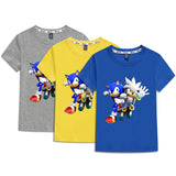 Kids Heavy Cotton T-shirts Cartoon Sonic The Hedgehog Print Short Sleeve Casual Tees Sweatshirt
