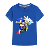 Kids Heavy Cotton T-shirts Cartoon Sonic The Hedgehog Print Short Sleeve Casual Tees Sweatshirt