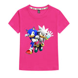 Kids Heavy Cotton T-shirts Cartoon Sonic The Hedgehog Print Short Sleeve Casual Tees Sweatshirt