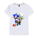Kids Heavy Cotton T-shirts Cartoon Sonic The Hedgehog Print Short Sleeve Casual Tees Sweatshirt