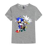 Kids Heavy Cotton T-shirts Cartoon Sonic The Hedgehog Print Short Sleeve Casual Tees Sweatshirt