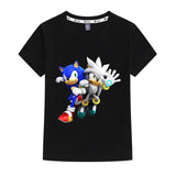 Kids Heavy Cotton T-shirts Cartoon Sonic The Hedgehog Print Short Sleeve Casual Tees Sweatshirt