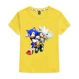 Kids Heavy Cotton T-shirts Cartoon Sonic The Hedgehog Print Short Sleeve Casual Tees Sweatshirt
