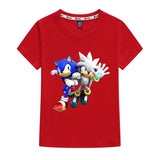 Kids Heavy Cotton T-shirts Cartoon Sonic The Hedgehog Print Short Sleeve Casual Tees Sweatshirt