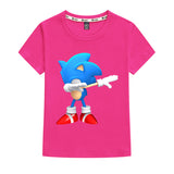 Kids Heavy Cotton T-shirts Cartoon Sonic The Hedgehog Print Short Sleeve Casual Tees Sweatshirt