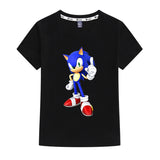 Kids Heavy Cotton T-shirts Cartoon Sonic The Hedgehog Print Short Sleeve Casual Tees Sweatshirt