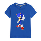 Kids Heavy Cotton T-shirts Cartoon Sonic The Hedgehog Print Short Sleeve Casual Tees Sweatshirt