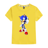 Kids Heavy Cotton T-shirts Cartoon Sonic The Hedgehog Print Short Sleeve Casual Tees Sweatshirt