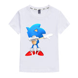 Kids Heavy Cotton T-shirts Cartoon Sonic The Hedgehog Print Short Sleeve Casual Tees Sweatshirt