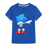 Kids Heavy Cotton T-shirts Cartoon Sonic The Hedgehog Print Short Sleeve Casual Tees Sweatshirt