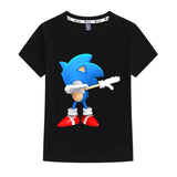 Kids Heavy Cotton T-shirts Cartoon Sonic The Hedgehog Print Short Sleeve Casual Tees Sweatshirt