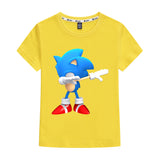 Kids Heavy Cotton T-shirts Cartoon Sonic The Hedgehog Print Short Sleeve Casual Tees Sweatshirt