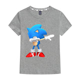 Kids Heavy Cotton T-shirts Cartoon Sonic The Hedgehog Print Short Sleeve Casual Tees Sweatshirt