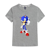 Kids Heavy Cotton T-shirts Cartoon Sonic The Hedgehog Print Short Sleeve Casual Tees Sweatshirt