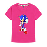 Kids Heavy Cotton T-shirts Cartoon Sonic The Hedgehog Print Short Sleeve Casual Tees Sweatshirt