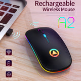 LED 2.4GHz Wireless Mouse Slim Rechargeable Gaming Optical Mute Mice
