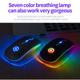 LED 2.4GHz Wireless Mouse Slim Rechargeable Gaming Optical Mute Mice