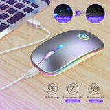 LED 2.4GHz Wireless Mouse Slim Rechargeable Gaming Optical Mute Mice