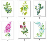 Green Leaves Plant Wall Watercolor Art Prints Canvas Poster